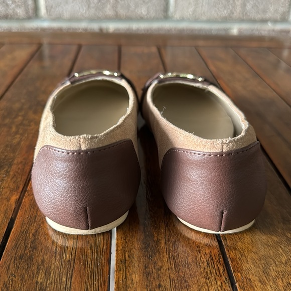 Janie and Jack Girls 11 Toddler Tan Suede with Brown Leather Accents - Picture 9 of 12